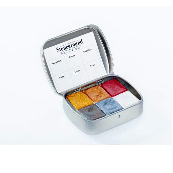 STONEGROUND HALF-PAN SET 6 Stoneground Watercolour Half Pan Set of 6 - Metallic