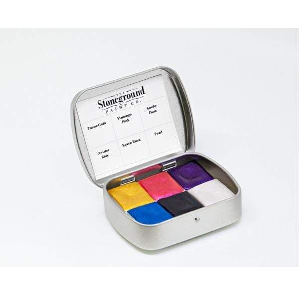 STONEGROUND HALF-PAN SET 6 Stoneground Watercolour Half Pan Set of 6 - Pearlescent Galaxy