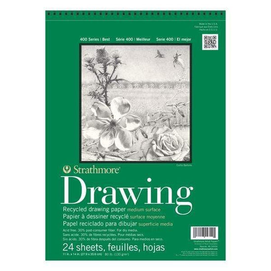 STRATHMORE RECYCLE DRAWING PAD Strathmore 400 Recycle Wired Drawing Pad 11x14"