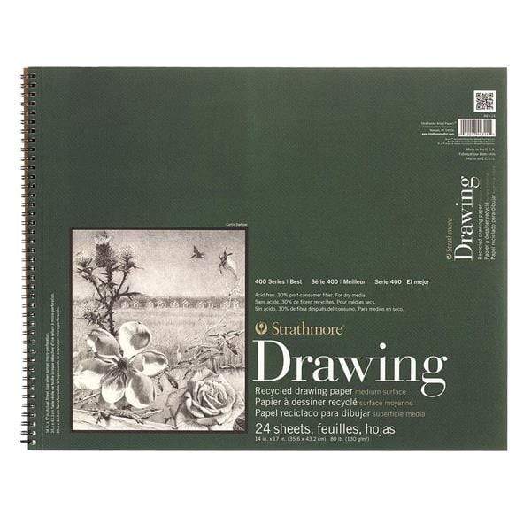 STRATHMORE RECYCLE DRAWING PAD Strathmore 400 Recycle Wired Drawing Pad 14x17"