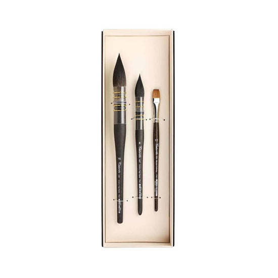 Tintoretto Natural + Synthetic Brush Set Tintoretto - Signature Artist Kit: Jan Min - 3 Pieces Watercolour Brush Set - Item #7909