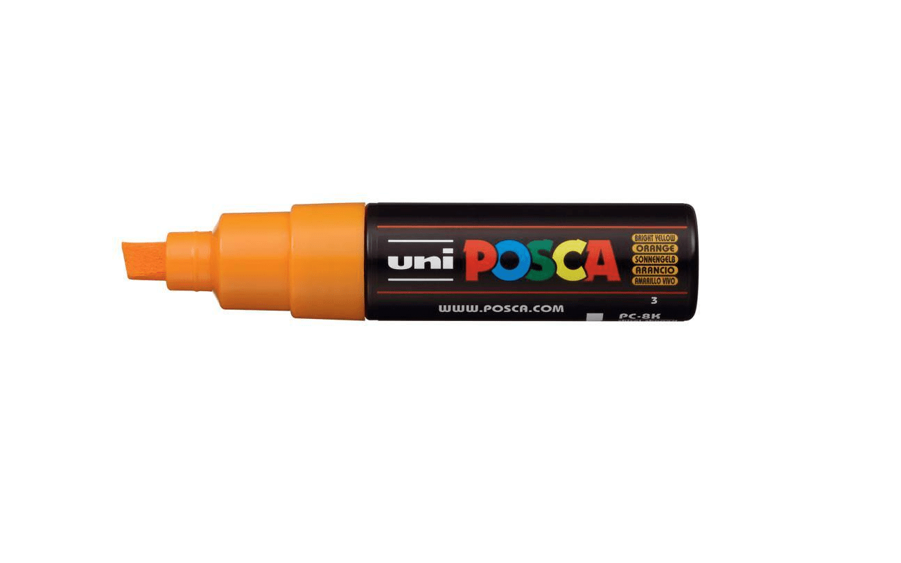 UNI MITSUBISHI PENCIL CO POSCA BRIGHT YELLOW Uni - Posca - Individual Paint Markers - Broad Chisel Tip - PC-8K