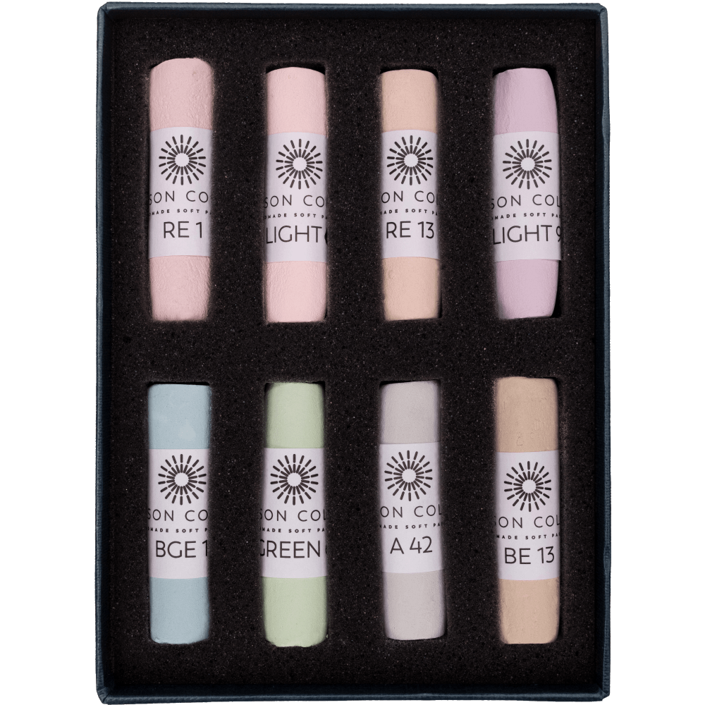 UNISON SOFT PASTEL SET Unison Colour - Handmade Soft Pastels - Light Set - 8 Full Pastels