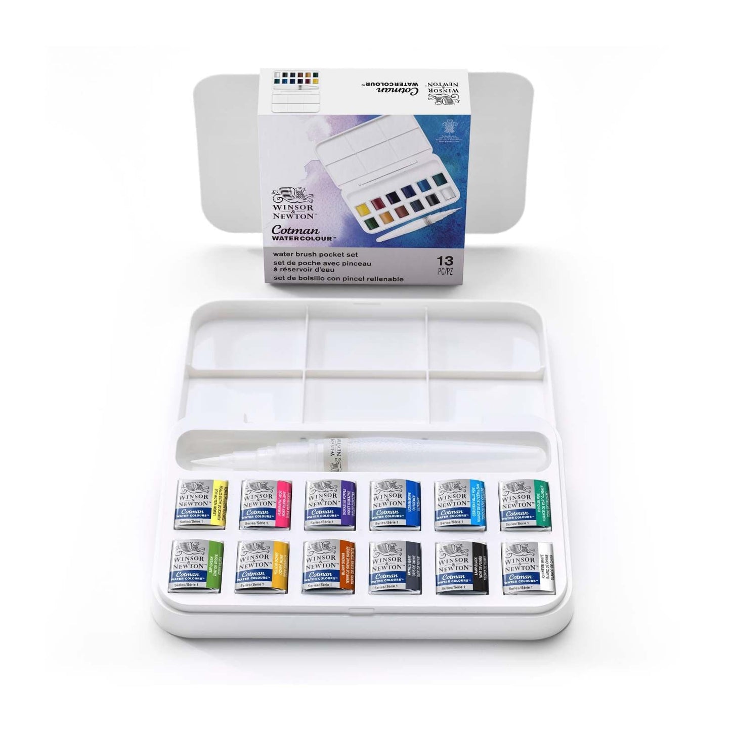 Winsor & Newton Watercolour Half-Pan Set Winsor & Newton - Cotman Watercolour - Water Brush Pocket Set - 12 Colours - Item #0390658