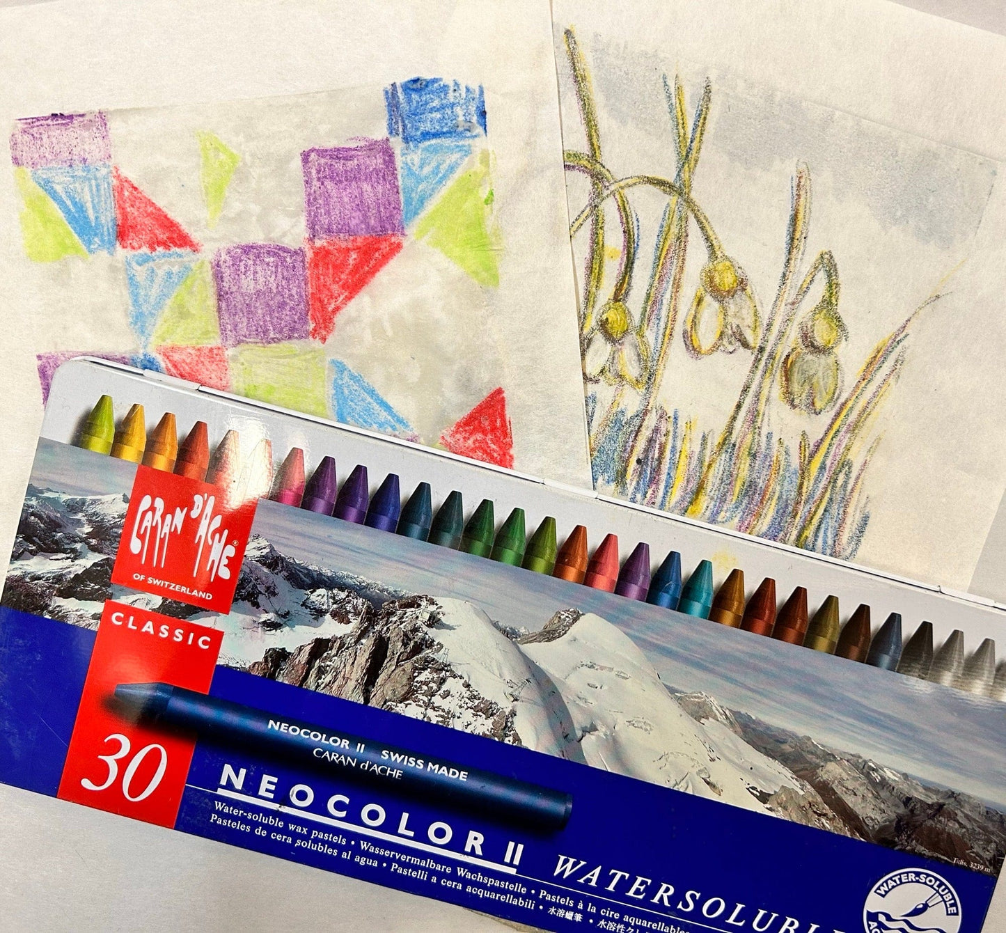 Monoprints with Neocolor II & Akua Inks