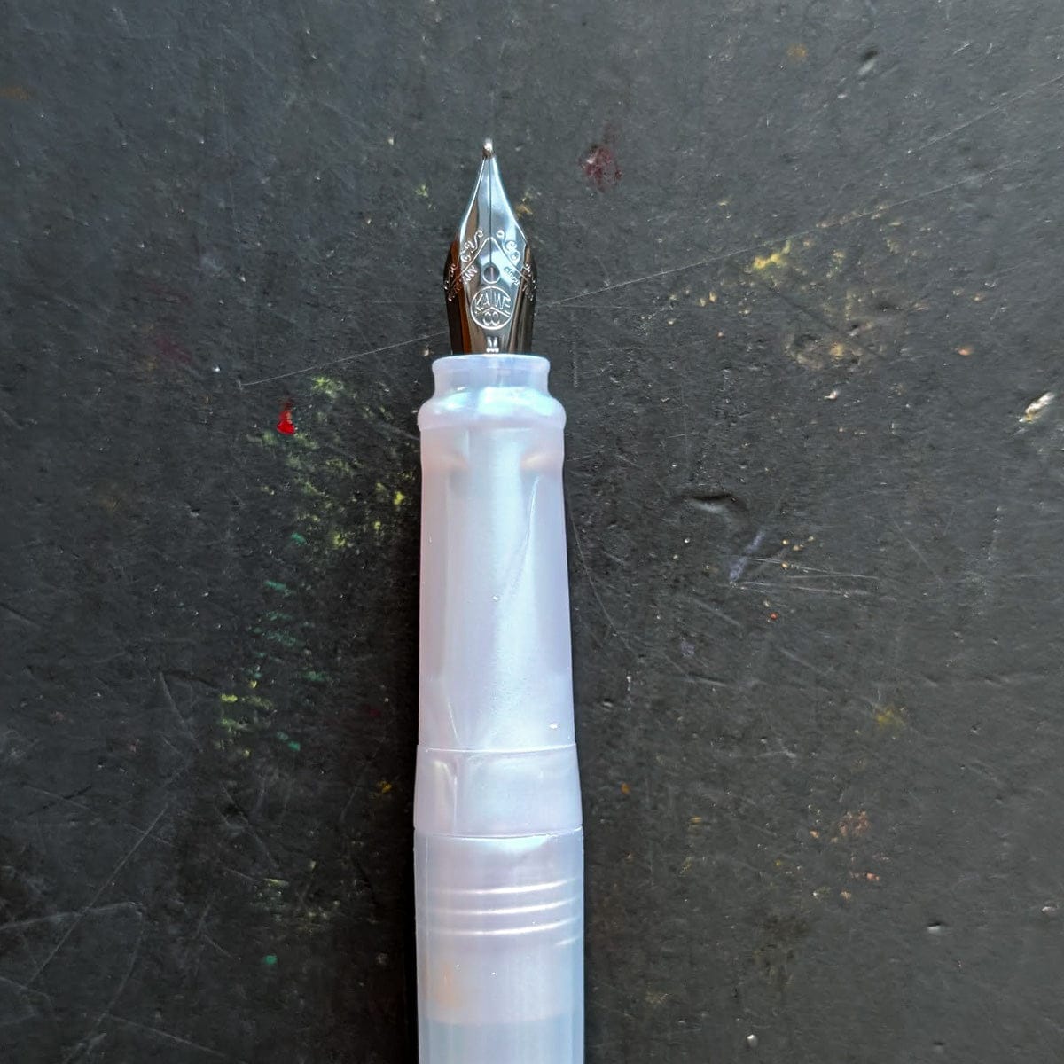 Kaweco - Perkeo Series - Fountain Pens - Iridescent Pearl - closeup detail of medium nib