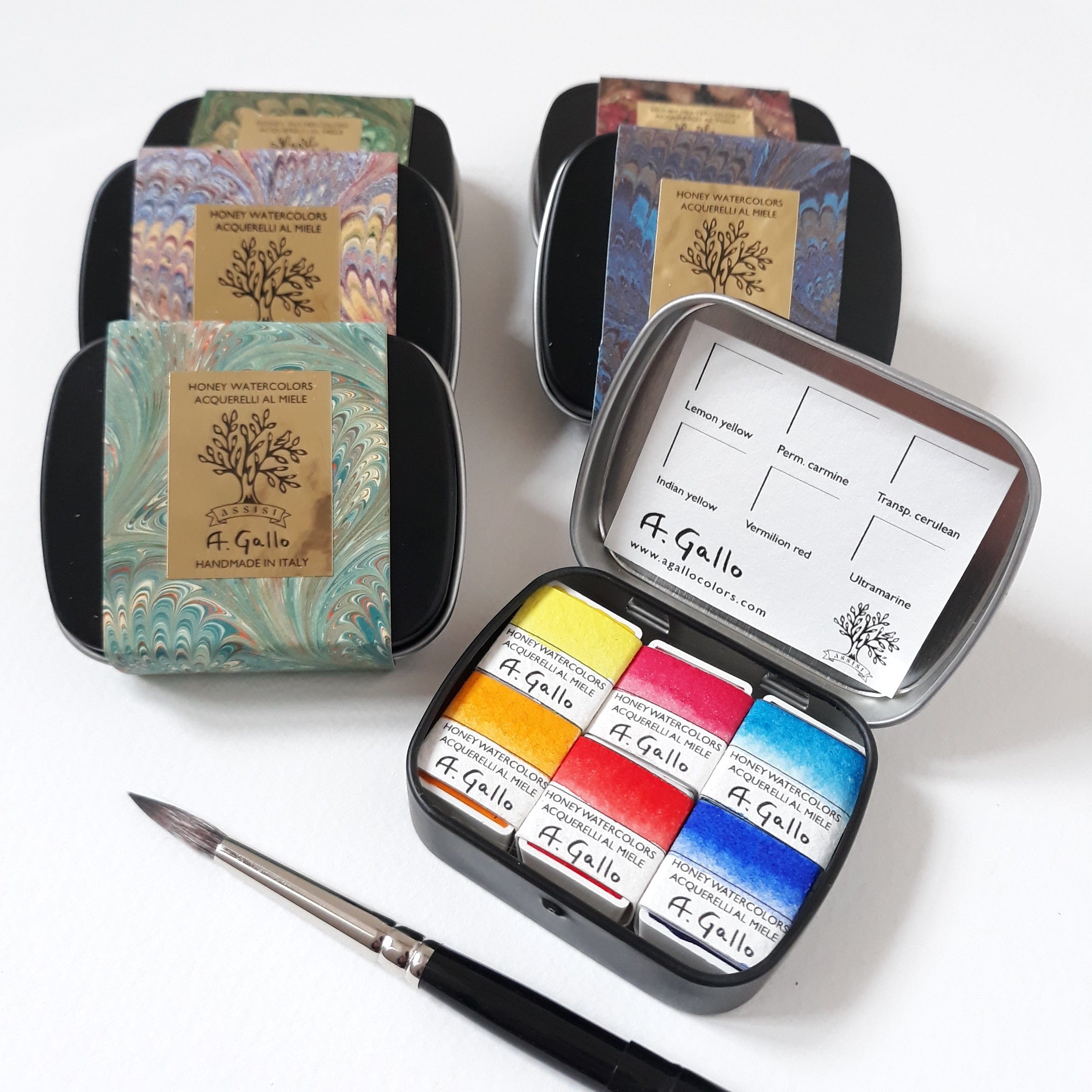 A. Gallo Watercolour Set A. Gallo - Handmade Watercolour Set - Essential Palette - 6 Half Pans