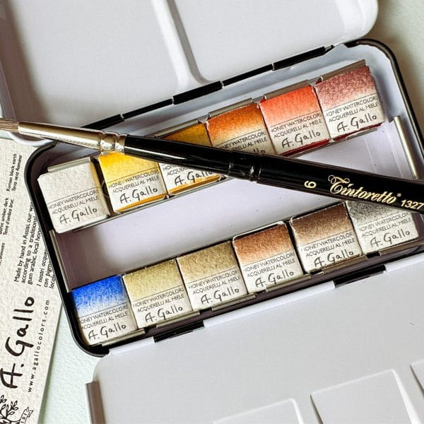 A. Gallo Watercolour Set A. Gallo - Handmade Watercolour Set - Sinopia Palette - 12 Half Pans