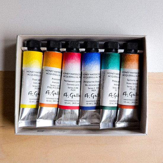 A. Gallo Watercolour Set A. Gallo - Handmade Watercolours - Core Set - 6 Colours in 10mL Tubes