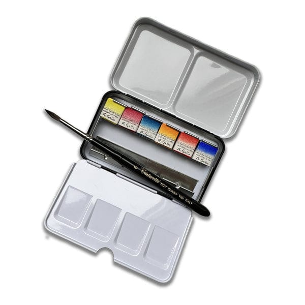 A. Gallo Watercolour Set A. Gallo - Handmade Watercolours - Deluxe Essential Palette - Set of 6 Half Pans