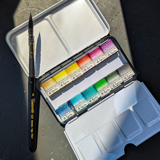 A. Gallo Watercolour Set A. Gallo - Handmade Watercolours - Iridescent Palette - Set of 12 Half Pans