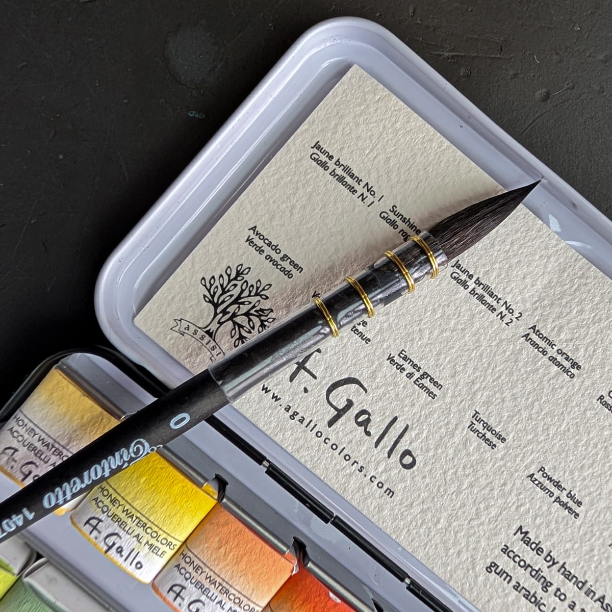 A. Gallo Watercolour Set A. Gallo - Handmade Watercolours - Mid-Century Palette - Set of 24 Half Pans