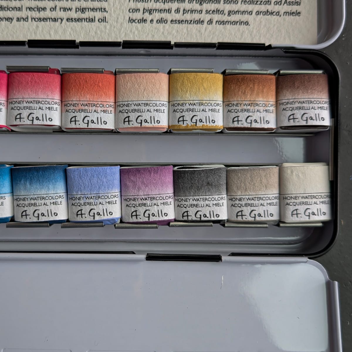 A. Gallo Watercolour Set A. Gallo - Handmade Watercolours - Mid-Century Palette - Set of 24 Half Pans