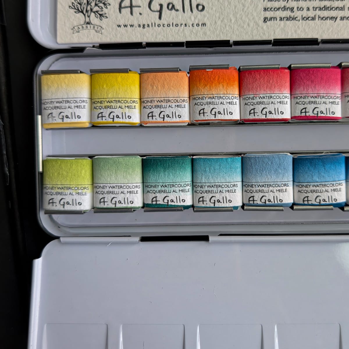 A. Gallo Watercolour Set A. Gallo - Handmade Watercolours - Mid-Century Palette - Set of 24 Half Pans