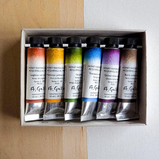 A. Gallo Watercolour Set A. Gallo - Handmade Watercolours - Plein Air Set - 6 Colours in 10mL Tubes