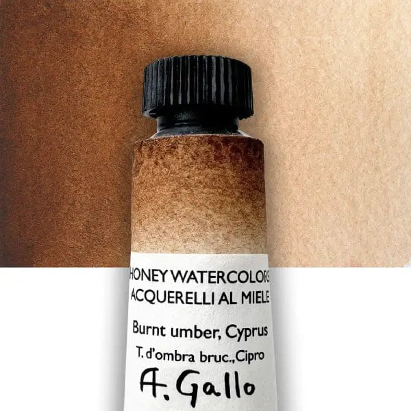 A. Gallo Watercolour Tube Burnt Umber (Cyprus) A. Gallo - Handmade Watercolours - Individual 10mL Tubes - Series 1