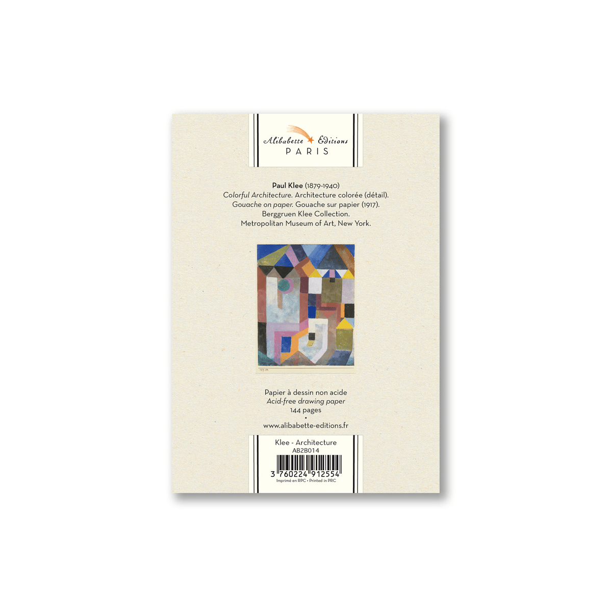 Alibabette Sketchbook - Stitchbound Alibabette - Pocket Artbook - 12x17cm - Klee "Architecture"