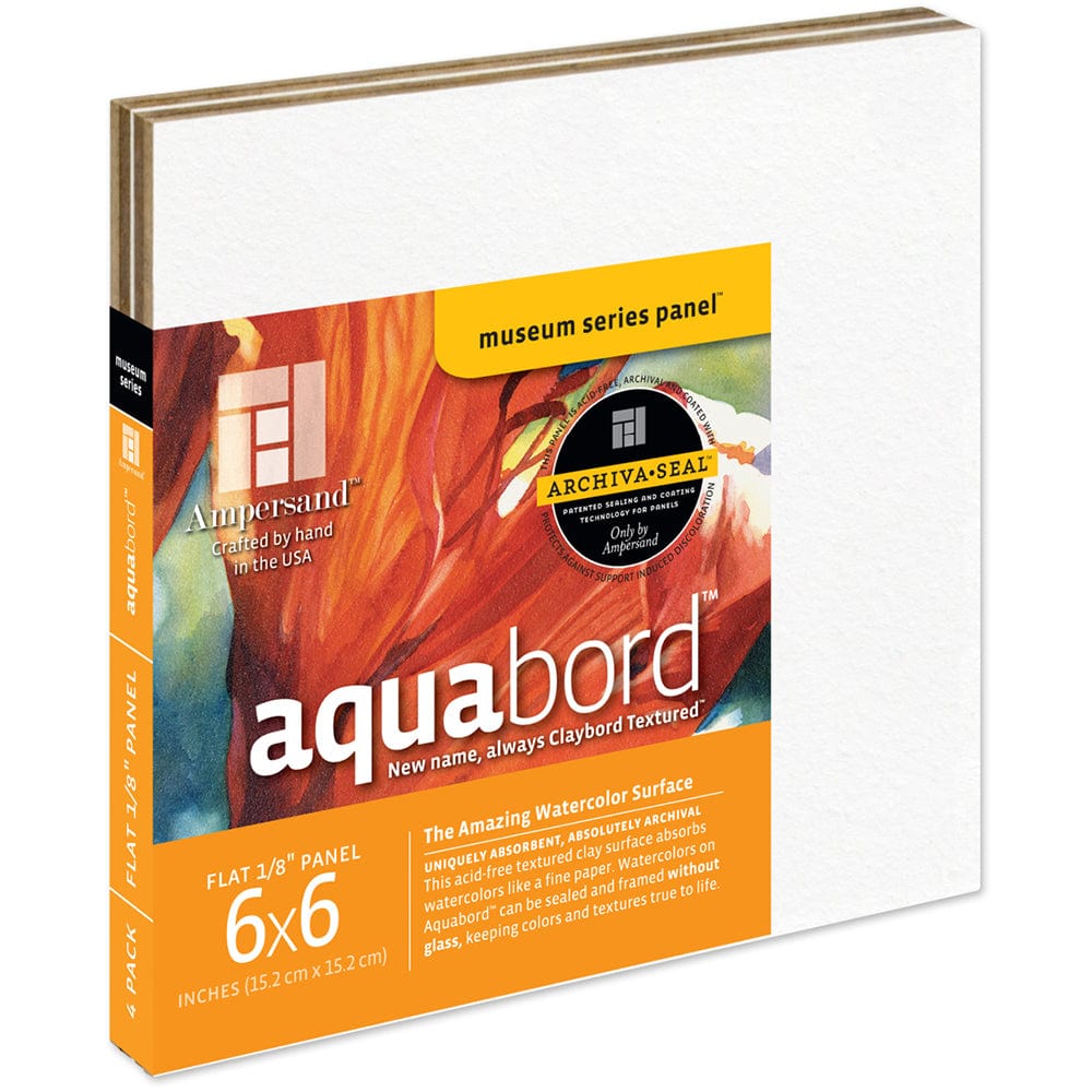 Ampersand Primed Wood Panel Ampersand - Aquabord - 1/8" Depth - 6x6" - 4 Pack