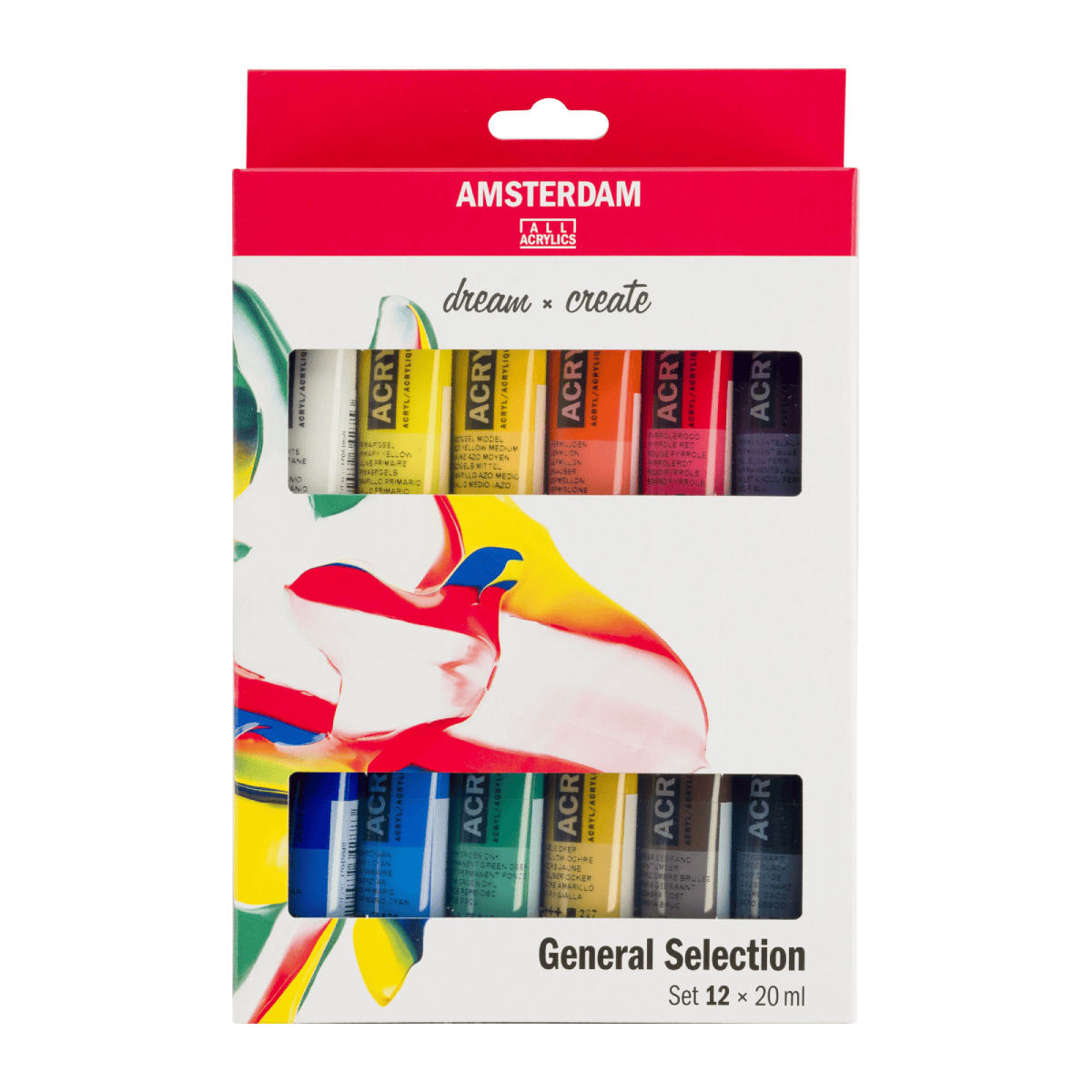 Amsterdam Acrylic Paint Set Amsterdam - Acrylic Colours - Standard Series - General Selection - Set of 12 x 20mL Tubes