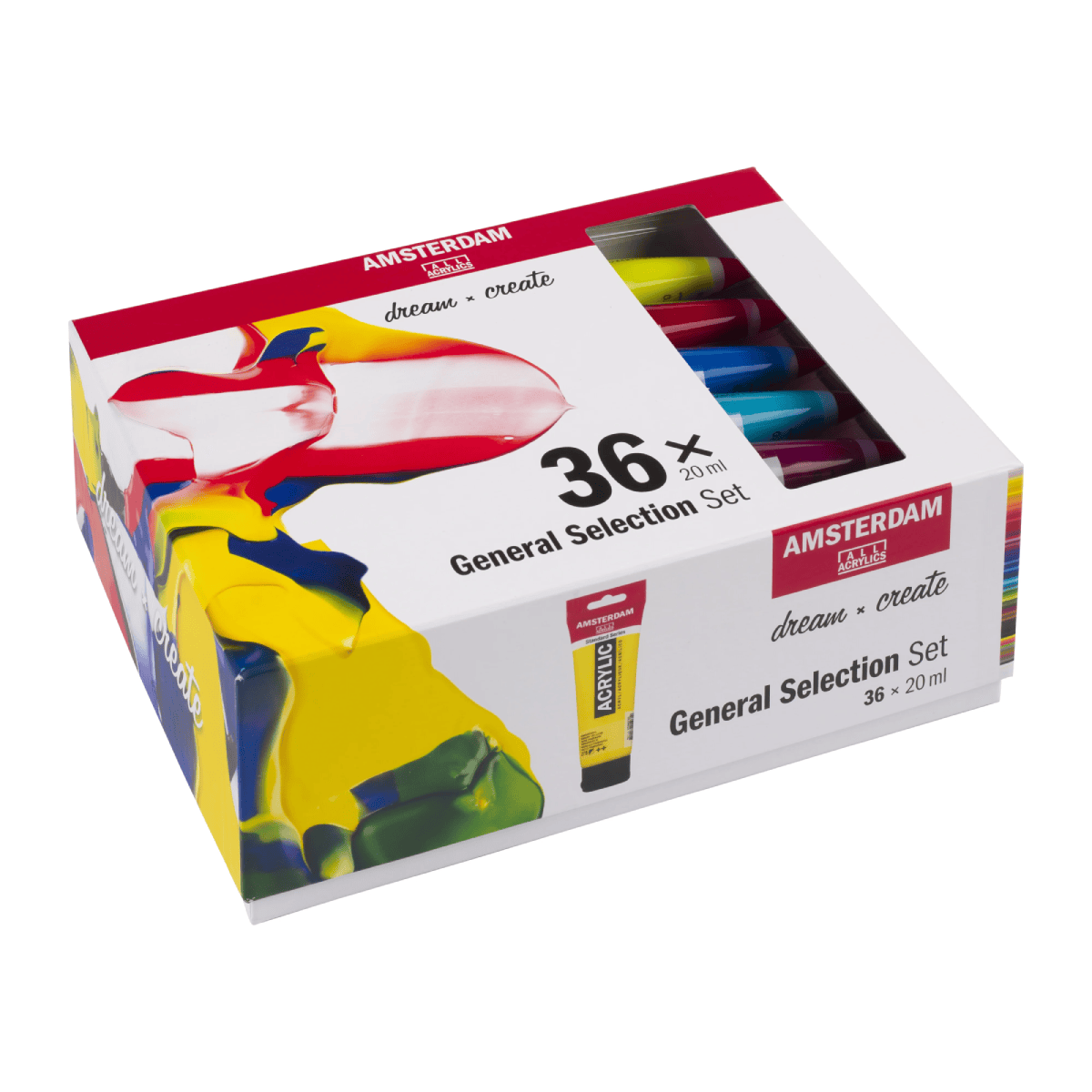 Amsterdam Acrylic Paint Set Amsterdam - Acrylic Colours - Standard Series - General Selection - Set of 36 x 20mL Tubes