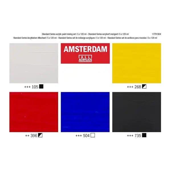 Amsterdam Acrylic Paint Set Amsterdam - Acrylic Paint Set - Primary Colours - 5x120mL Tubes