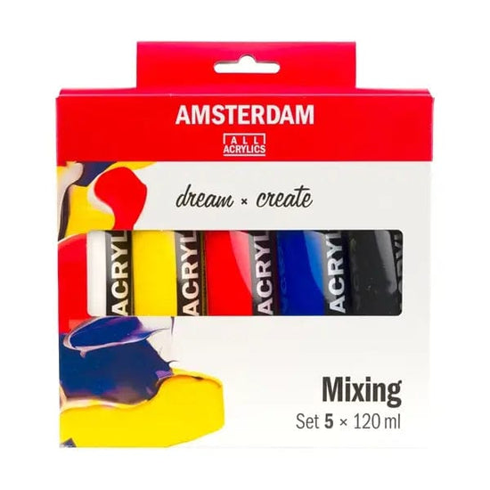 Amsterdam Acrylic Paint Set Amsterdam - Acrylic Paint Set - Primary Colours - 5x120mL Tubes