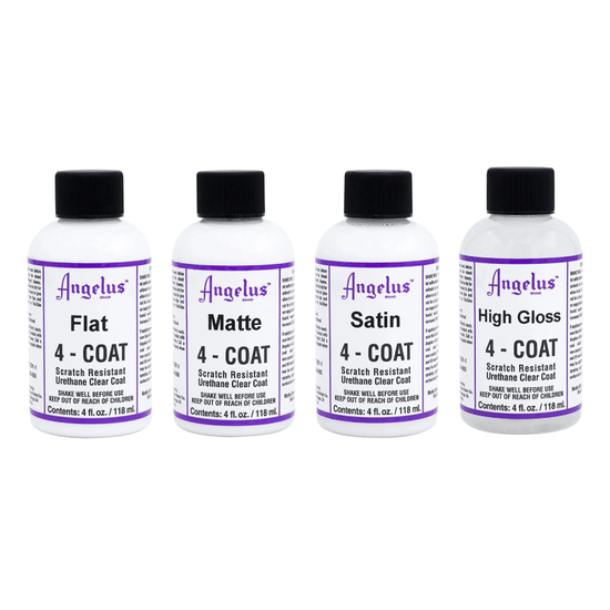 Angelus Acrylic Leather Paint Angelus - 4-Coat - Urethane Clear Coats - 4oz Bottles