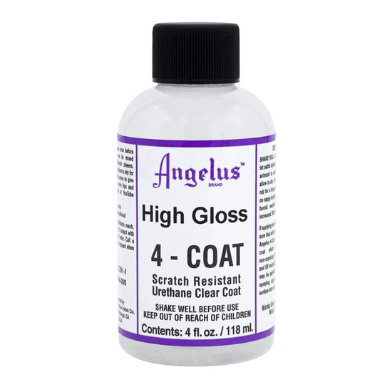 Angelus Acrylic Leather Paint High Gloss Angelus - 4-Coat - Urethane Clear Coats - 4oz Bottles