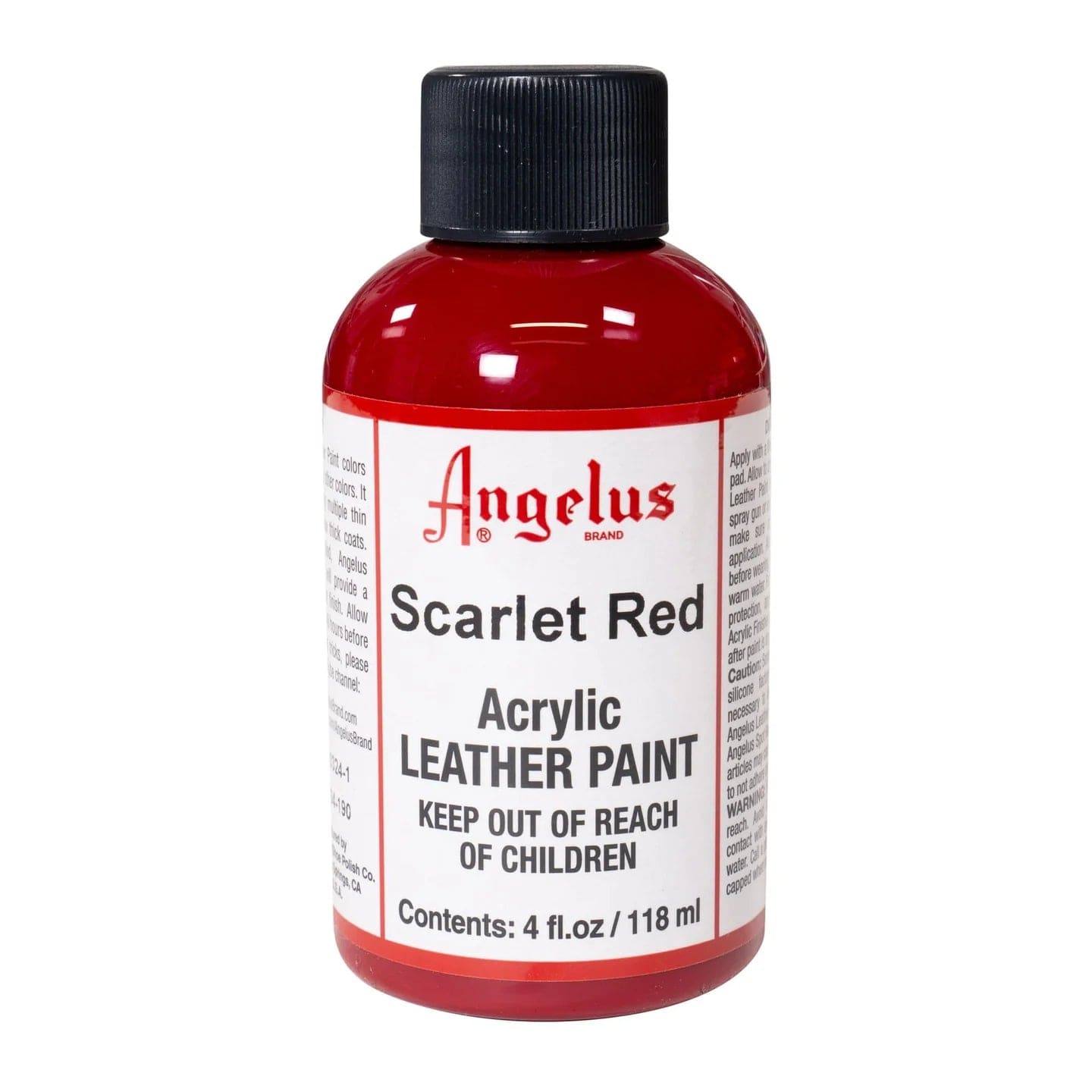 Angelus Acrylic Leather Paint Scarlet Red Angelus - Acrylic Leather Paints - 4oz Bottles