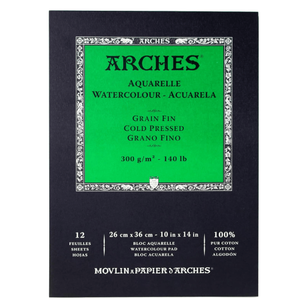 Arches Watercolour Pad - Gluebound Arches - Watercolour Pad - Cold Press - 140lb - 10x14"