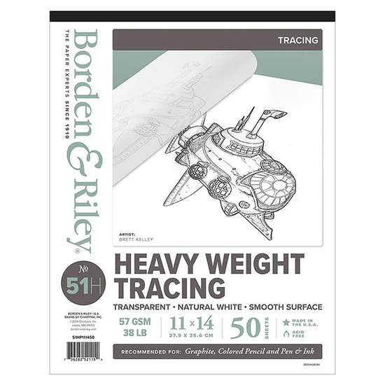 Borden & Riley Tracing Paper - Pad Borden & Riley - #51H Heavy Weight Tracing Paper - 11x14" Pad