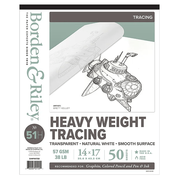 Borden & Riley Tracing Paper - Pad Borden & Riley - #51H Heavy Weight Tracing Paper - 14x17" Pad