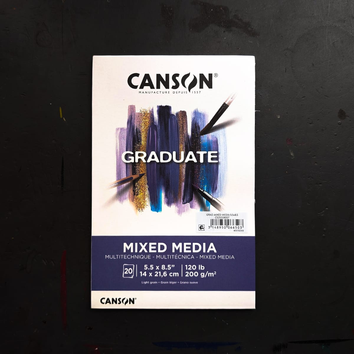 Canson Mixed Media Pad - Glue Bound Canson - Graduate - Mixed Media Paper - 5.5x8.5" Pad