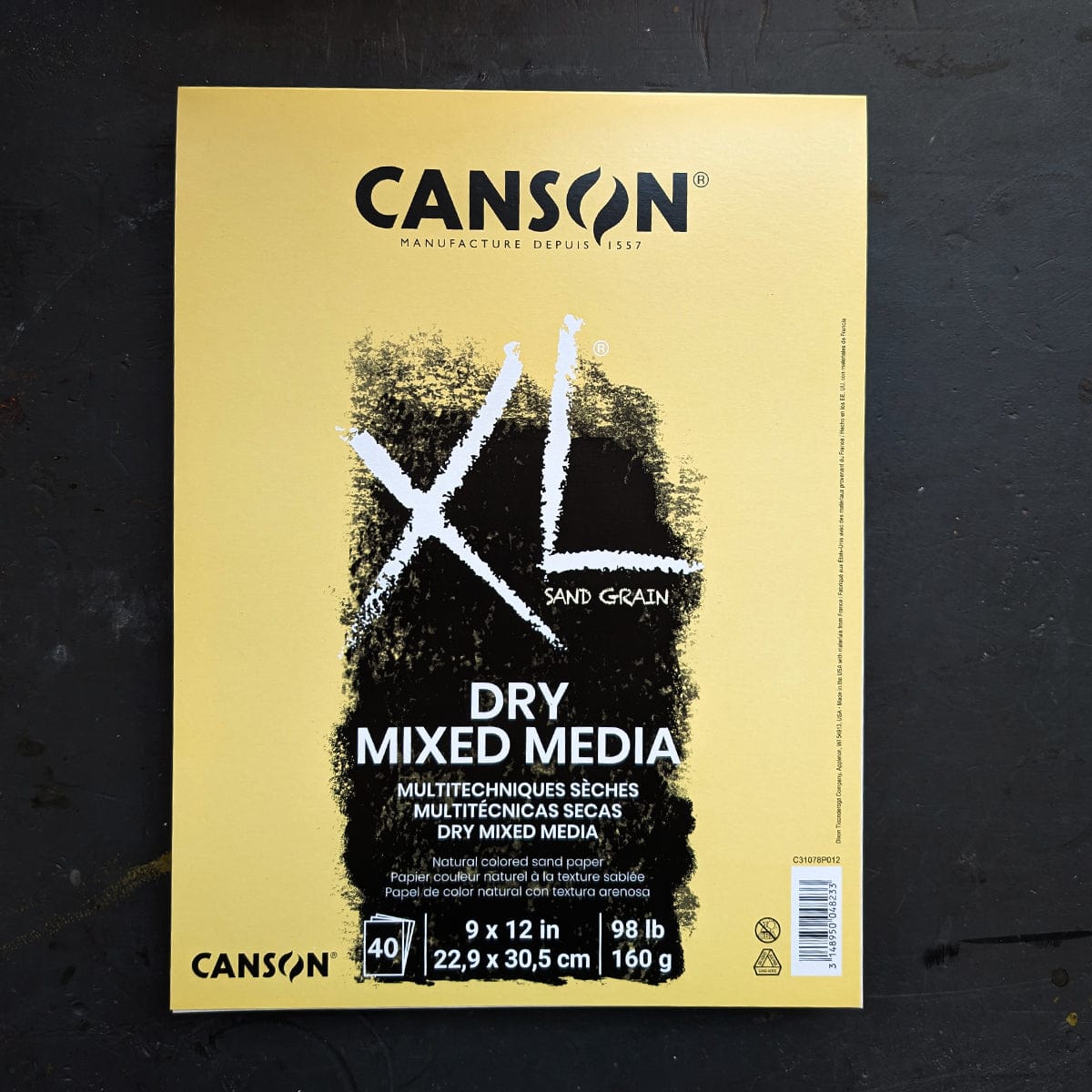 Canson Mixed Media Pad - Gluebound Canson - XL - Dry Mix Media - Sand Grain Paper - 9x12" Pads