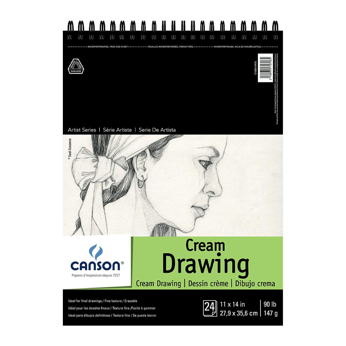Canson Sketchbook - Coil Bound Canson - Artist Series - Cream Drawing Paper - 11x14" Coil Bound Pad