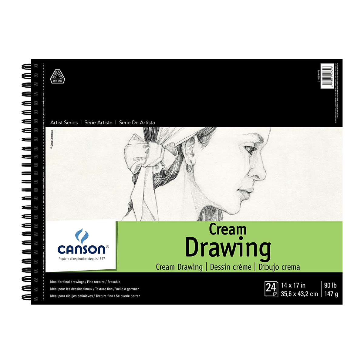 Canson Sketchbook - Coil Bound Canson - Artist Series - Cream Drawing Paper - 14x17" Coil Bound Pad