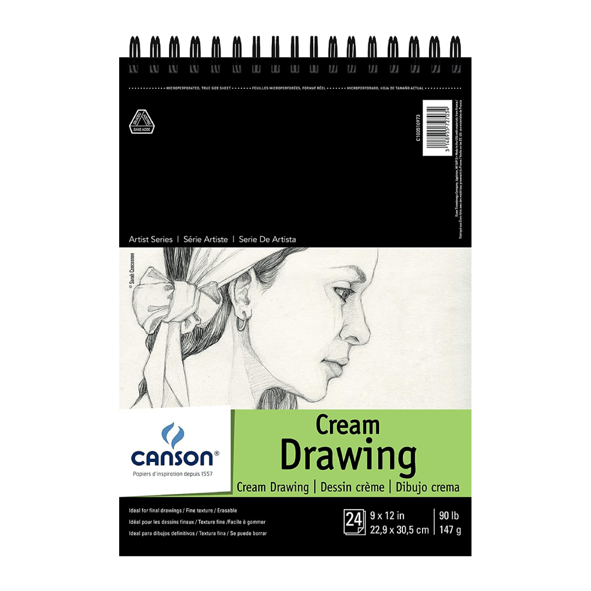 Canson Sketchbook - Coil Bound Canson - Artist Series - Cream Drawing Paper - 9x12" Coil Bound Pad