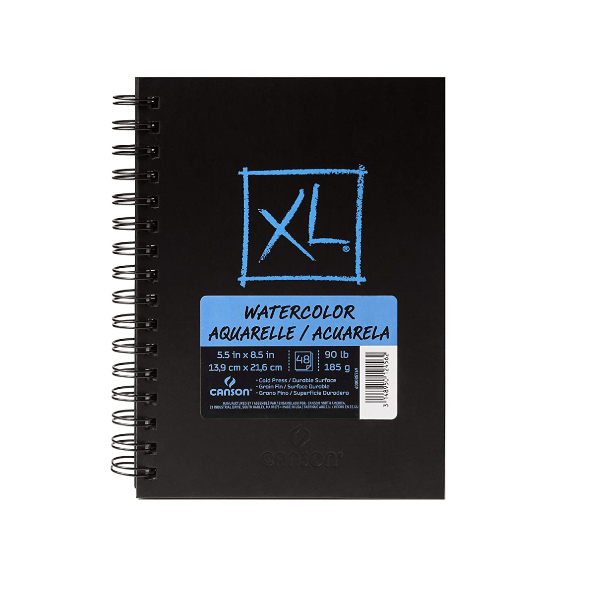 Canson Watercolour Pad - Coil Bound Canson - XL - Watercolour Paper - 5.5x8.5" Hardcover Sketchbook