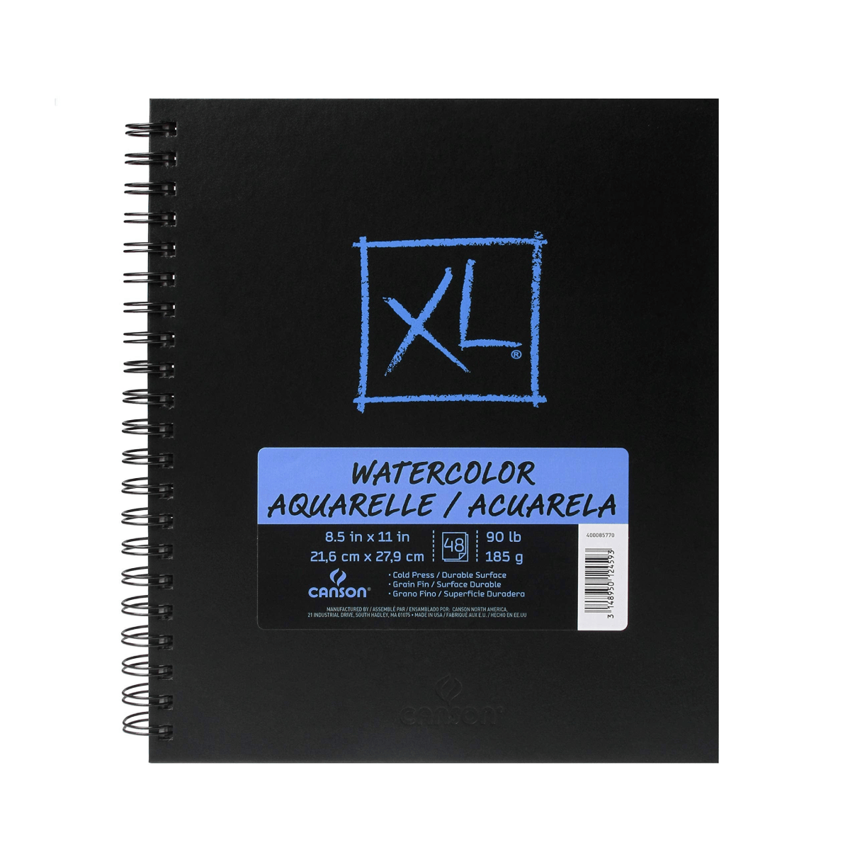Canson Watercolour Pad - Coil Bound Canson - XL - Watercolour Paper - 8.5x11" Hardcover Sketchbook