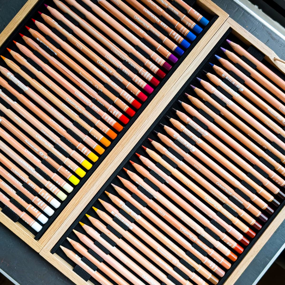 Caran d'Ache Colour Pencil Set Caran d'Ache - Luminance 6901 - Set of 100 Colour Pencils in a Wooden Storage Case