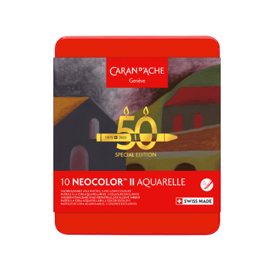 Caran d'Ache Wax Pastel Set Caran d'Ache - Neocolor II - Water-Soluble Wax Pastels - 10 Colour Special Edition Set - Dark