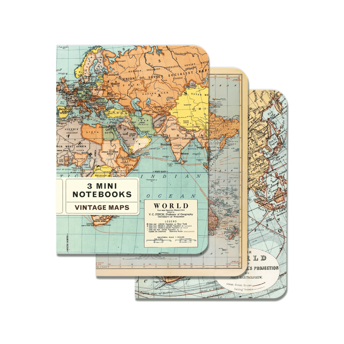 Cavallini & Co. Notebook Cavallini & Co. - 3 Mini Notebooks - Vintage Maps