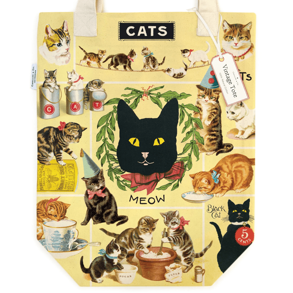 Cavallini & Co. Tote Bag Cavallini & Co. - Vintage Tote - Vintage Cats