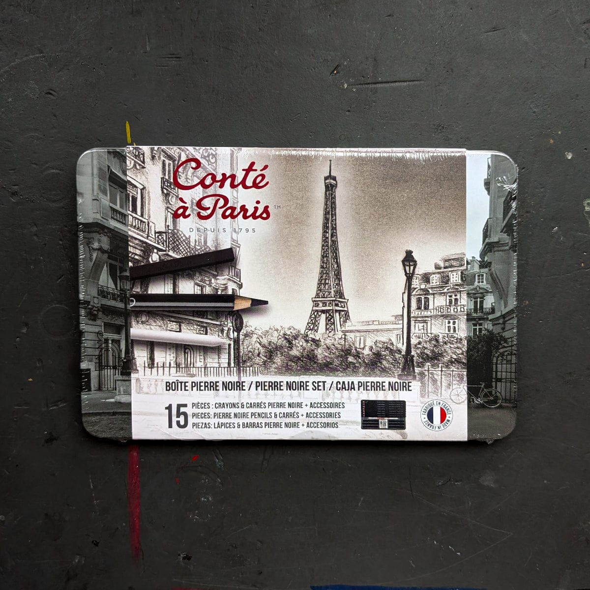 Conté à Paris Charcoal Pencil Set Conté à Paris - Pierre Noire Set - 15 Piece Tin