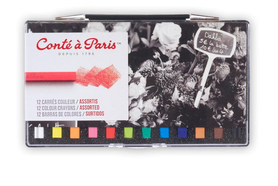 Conté à Paris Compressed Charcoal Conté à Paris - Colour Carré Crayons - Set of 12 Assorted Colours - Item #50244