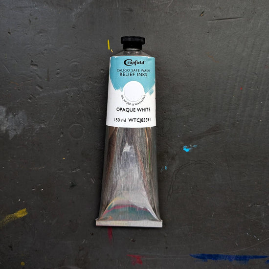 Cranfield Colours Block Printing Ink Cranfield - Caligo Safe Wash Relief Ink - 150mL Tube - Opaque White