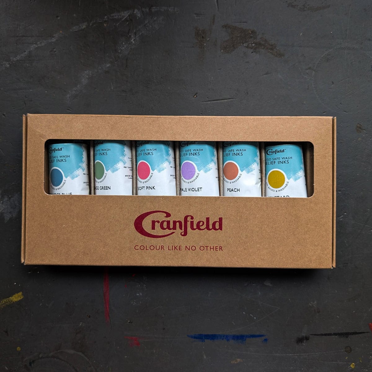 Cranfield Colours Block Printing Ink Cranfield - Caligo Safe Wash Relief Ink - Soft Shades - Set of 6 Colours - 75mL Tubes