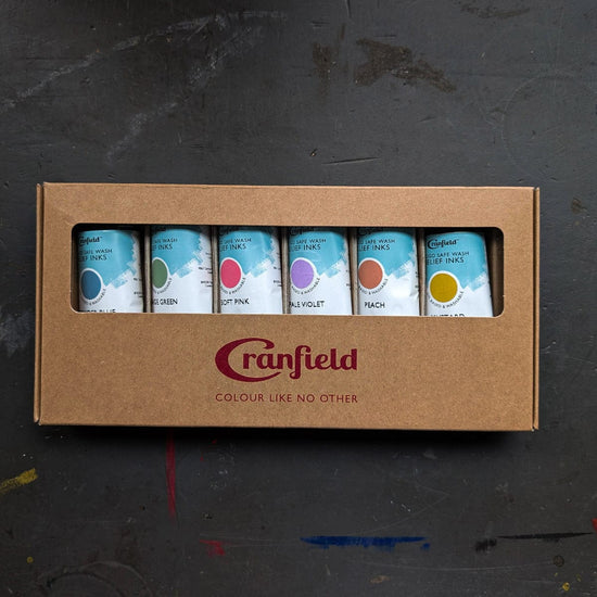 Cranfield Colours Block Printing Ink Cranfield - Caligo Safe Wash Relief Ink - Soft Shades - Set of 6 Colours - 75mL Tubes