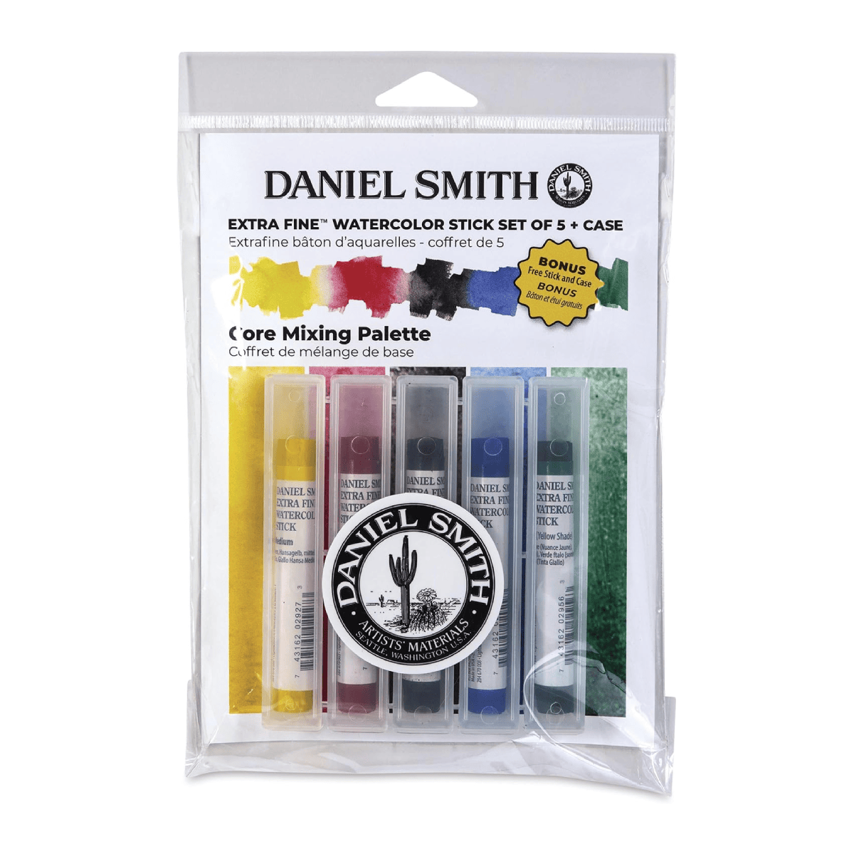Daniel Smith Watercolour Stick Daniel Smith - Extra Fine Watercolour Sticks - Core Mixing Palette - Set of 5 + Case