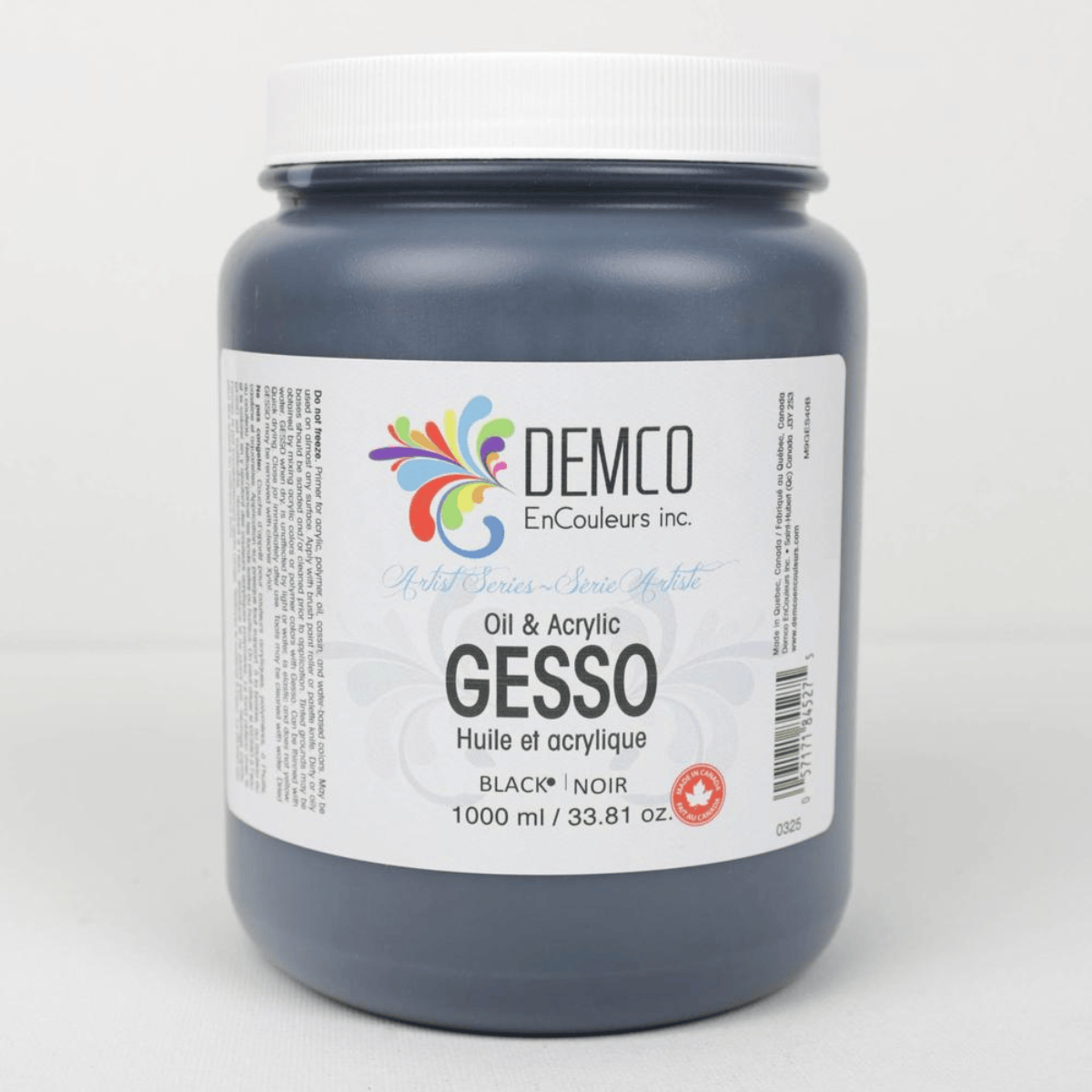 DEMCO EnCouleurs Acrylic Ground Demco - Black Gesso - 1000mL Jar